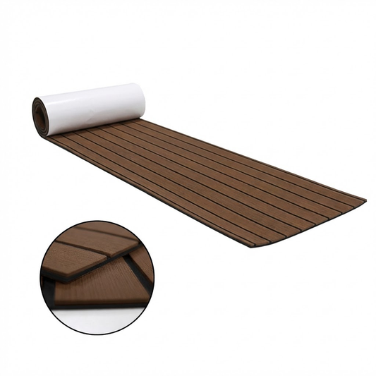 EVA Faux Teak Boat Flooring Sheet Marine Decking Mat Self Adhesive Non Slip Foam for Yacht Caravan & RV (Dark V888-ELOSUNG44111