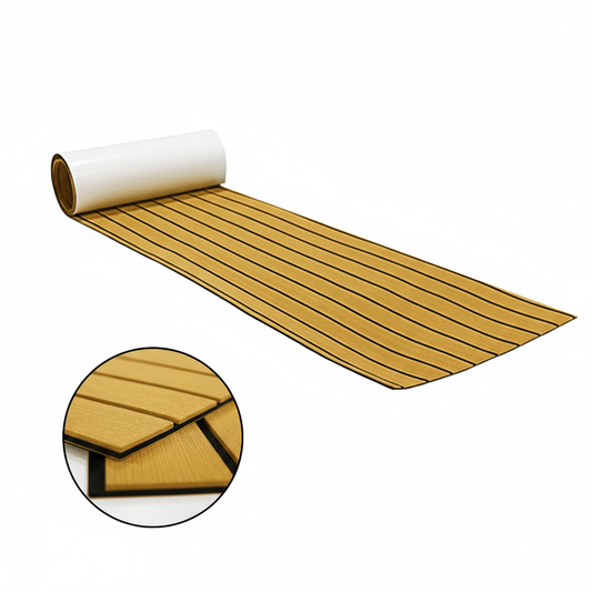 EVA Faux Teak Boat Flooring Sheet Marine Decking Mat Self Adhesive Non Slip Foam for Yacht Caravan & RV (Gold V888-ELOSUNG44112