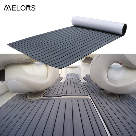 EVA Faux Teak Boat Flooring Sheet Marine Decking Mat Self Adhesive Non Slip Foam for Yacht Caravan & RV (Dark V888-ELOSUNG44115