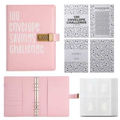100 Envelope Savings Challenge Binder with Password Lock A5 Cash Stuffing Budget Planner Book Money Organizer V888-ELOSUNG44127