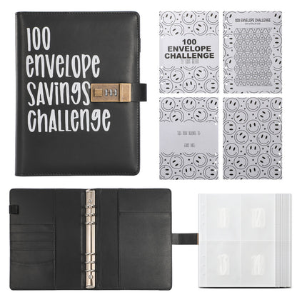 100 Envelope Savings Challenge Binder with Password Lock A5 Cash Stuffing Budget Planner Book Money Organizer V888-ELOSUNG44128