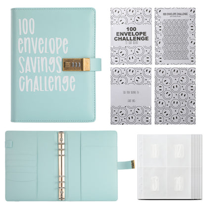100 Envelope Savings Challenge Binder with Password Lock A5 Cash Stuffing Budget Planner Book Money Organizer V888-ELOSUNG44129