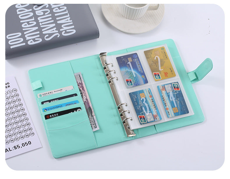 100 Envelope Savings Challenge Binder A5 Budget Planner Book PU Leather Cash Stuffing Money Organiser with V888-ELOSUNG44139
