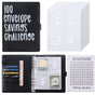 100 Envelope Savings Challenge Binder A5 Budget Planner Book PU Leather Cash Stuffing Money Organiser with V888-ELOSUNG44140