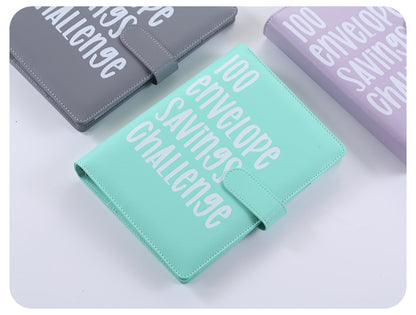 100 Envelope Savings Challenge Binder A5 Budget Planner Book PU Leather Cash Stuffing Money Organiser with V888-ELOSUNG44143