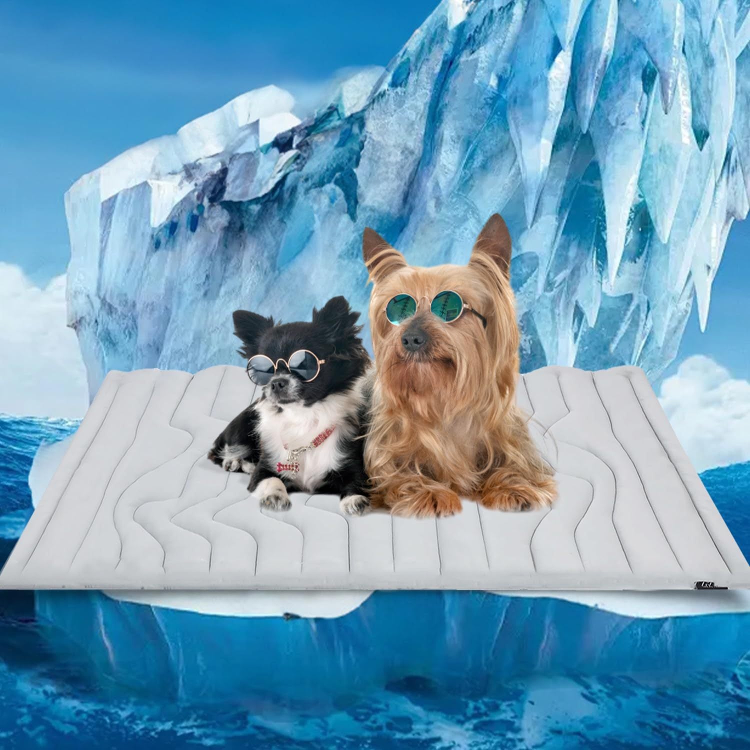 Pet Cooling Mat Self Cooling Pad for Dogs Cats Dual Sided Summer Sleeping Bed Grey Large (122x71cm) V888-ELOSUNG44161
