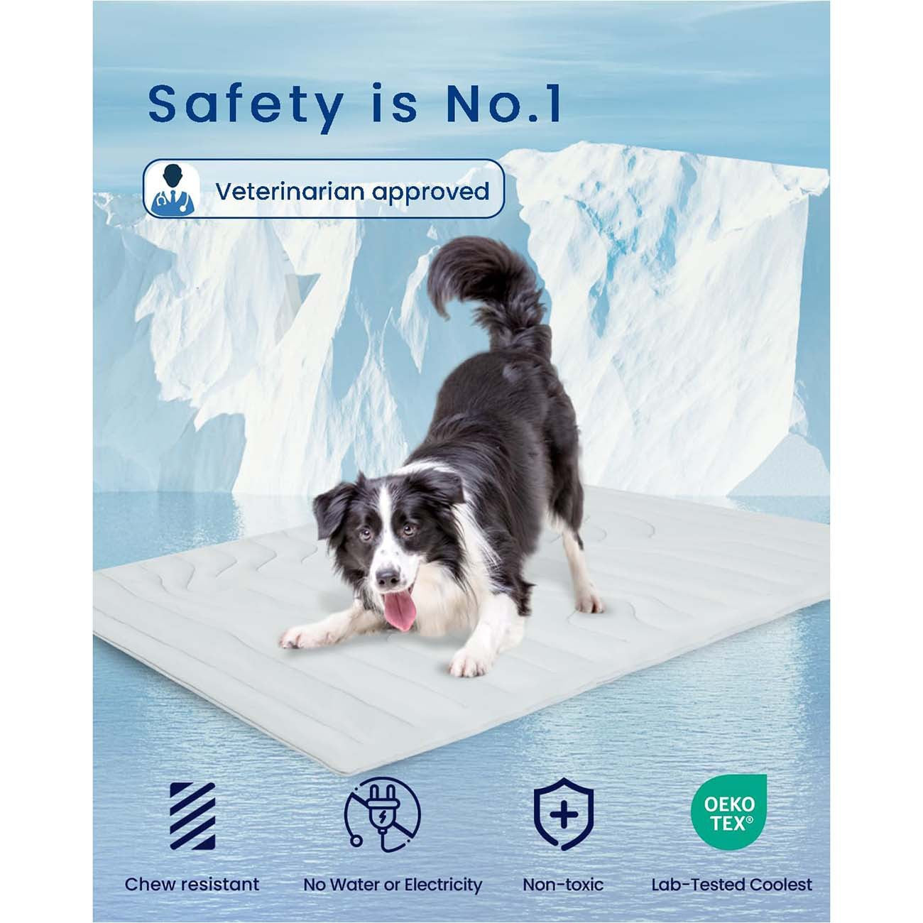 Pet Cooling Mat Self Cooling Pad for Dogs Cats Dual Sided Summer Sleeping Bed Grey Extra large (150x101cm) V888-ELOSUNG44162