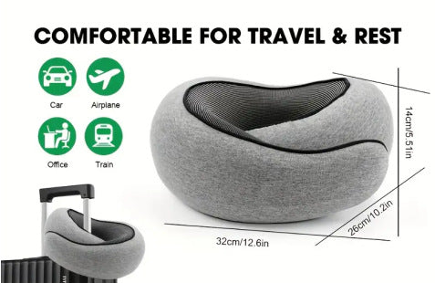 Memory Foam Travel Neck Pillow 360 Support Adjustable Snail Shape Chin Rest for Long Haul Flights Car & V888-ELOSUNG44167