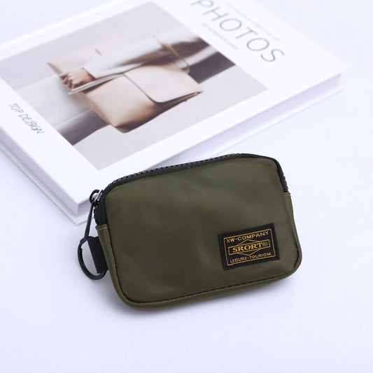 Small Nylon Coin Purse Zip Wallet Waterproof Mini Pouch Key Card Holder Lightweight EDC Organizer Army Green V888-ELOSUNG44172