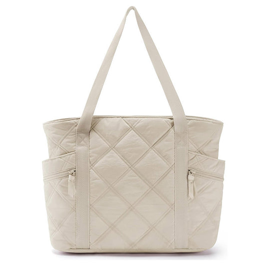 Womens Puffer Tote Bag Quilted Nylon Shoulder Handbag Large Capacity Laptop Work Travel Gym Carryall Bag with V888-ELOSUNG44188