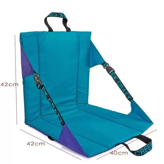 Portable Folding Ground Chair with Back Support Teal Outdoor Stadium Seat Cushion Printed Straps Lightweight V888-ELOSUNG44207