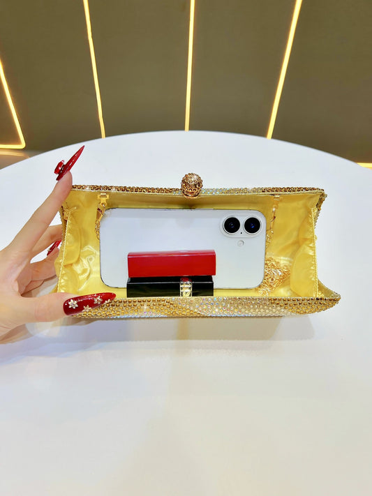 Luxury Black Crystal Evening Clutch Bag Gradient Rhinestone Hard Case Purse with Detachable Chain for Wedding V888-ELOSUNG44220