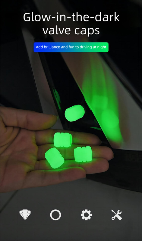2 Packs of 4 Blue Luminous Tyre Valve Caps Glow in The Dark Universal Wheel Air Dust Covers for Cars Bikes V888-ELOSUNG44233