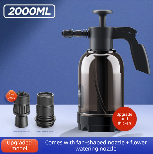 Black 2L Handheld Car Wash Foam Sprayer Pump Action Pressure Cannon with 2 Nozzles for Auto Detailing and V888-ELOSUNG44238