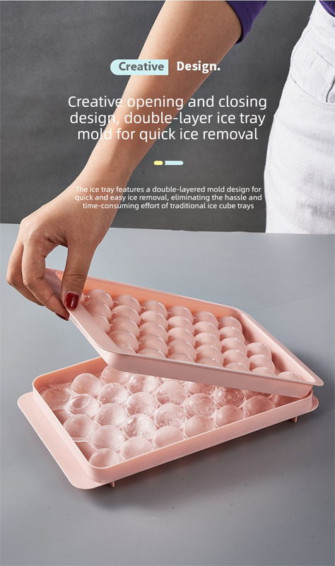 2 PCS Large Diamond Ice Cube Trays with Lids 4 Cavity Geometric Sphere Ice Ball Maker Mould Stackable Hard V888-ELOSUNG44249