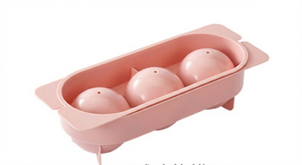 2 PCS Large Round Ice Cube Trays with Lids 3 Cavity Sphere Ice Ball Maker Mould Stackable Hard Plastic Slow V888-ELOSUNG44250