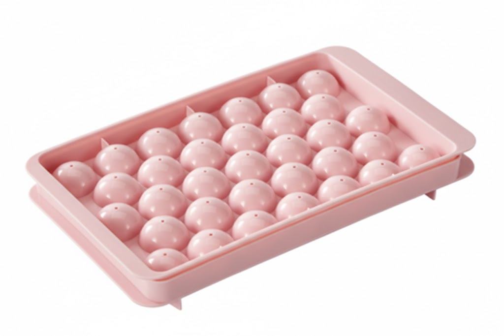 2 PCS Round Ice Cube Trays with Lids 33 Cavity Sphere Ice Ball Maker Mould Stackable Hard Plastic Easy V888-ELOSUNG44251
