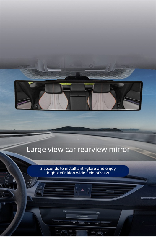 Panoramic Rear View Mirror Car Wide Angle Convex Curve Mirror Anti-Glare Universal Clip-On Interior Rearview V888-ELOSUNG44252