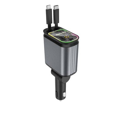 4-in-1 Retractable Car Charger Adapter 120W Dual Type-C Cables Starry Sky Projector Fast Charging for iPhone V888-ELOSUNG44259