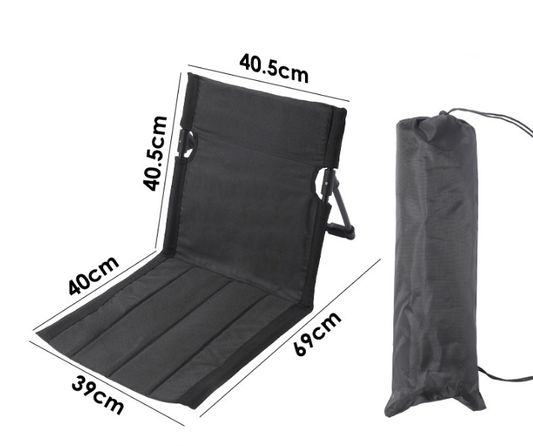 Portable Folding Ground Chair with Back Support Lightweight 500g Padded Stadium Seat Beach Mat for Camping V888-ELOSUNG44266