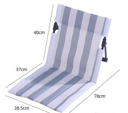 Portable Folding Beach Ground Chair with Back Support Light Blue Striped Lightweight Padded Mat for Camping V888-ELOSUNG44271