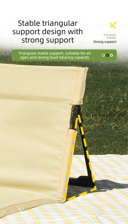 Portable Folding Beach Ground Chair with Back Support Light Blue Striped Lightweight Padded Mat for Camping V888-ELOSUNG44271