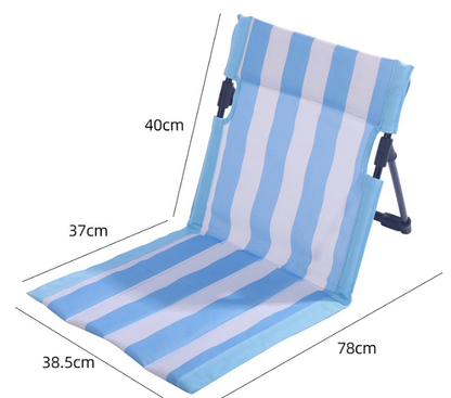 Portable Folding Beach Ground Chair with Back Support Sky Blue Striped Lightweight Padded Mat for Camping V888-ELOSUNG44272