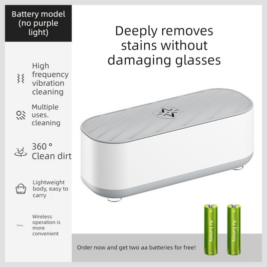 Portable Battery Operated Sonic Vibration Jewellery & Glasses Cleaner - Cordless High Frequency Washing Box V888-ELOSUNG44316