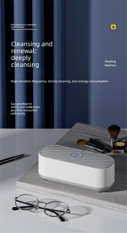 Portable Sonic Vibration Jewellery & Glasses Cleaner - Wireless Battery Operated Washing Box for Travel, V888-ELOSUNG44317