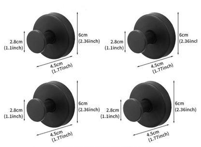 4-Pack Heavy Duty Vacuum Suction Cup Hooks Matte Black - Stainless Steel No-Drill Wall Hangers for Bathroom, V888-ELOSUNG44319