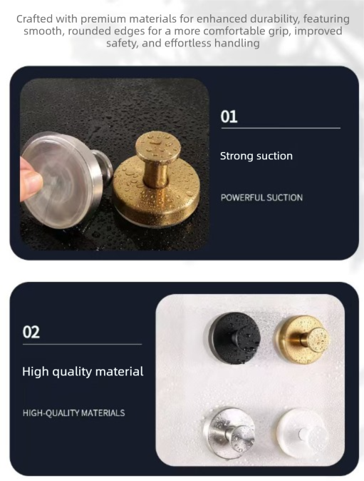 4-Pack Brushed Silver Stainless Steel Suction Cup Hooks - Heavy Duty Vacuum No-Drill Wall Hangers for V888-ELOSUNG44321