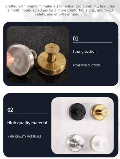 4-Pack Brushed Silver Stainless Steel Suction Cup Hooks - Heavy Duty Vacuum No-Drill Wall Hangers for V888-ELOSUNG44321