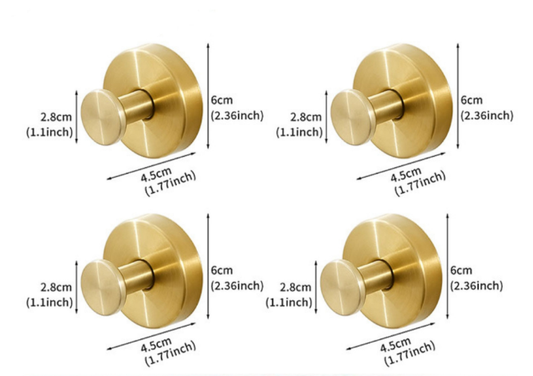 4-Pack Gold Stainless Steel Suction Cup Hooks - Heavy Duty Vacuum No-Drill Wall Hangers for Bathroom, Shower V888-ELOSUNG44322