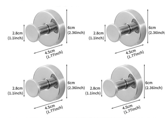 4-Pack Polished Stainless Steel Suction Cup Hooks - Heavy Duty Mirror Chrome Finish No-Drill Wall Hangers for V888-ELOSUNG44323