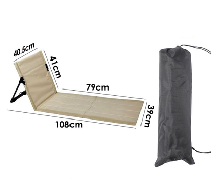 Portable Outdoor Folding Ground Chair with Back Support (Extra Long Khaki) - Lightweight Padded Beach Mat & V888-ELOSUNG44325