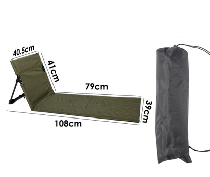 Portable Outdoor Folding Ground Chair with Back Support (Extra Long Dark Green) - Lightweight Padded Beach V888-ELOSUNG44326