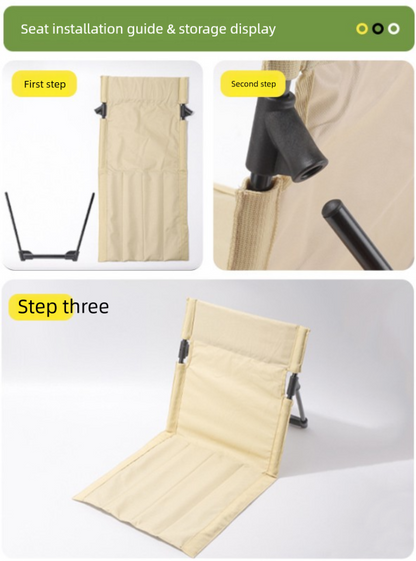 Portable Outdoor Folding Ground Chair with Back Support (Extra Long Dark Green) - Lightweight Padded Beach V888-ELOSUNG44326
