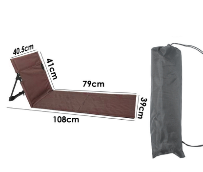 Portable Outdoor Folding Ground Chair with Back Support (Extra Long Brown) - Lightweight Padded Beach Mat & V888-ELOSUNG44327