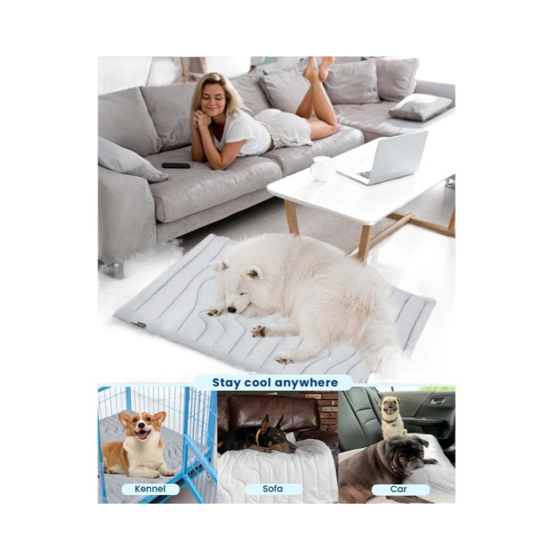 Pet Cooling Mat Self Cooling Pad for Dogs Cats Dual Sided Summer Sleeping Bed Blue Extra large (150x101cm) V888-ELOSUNG44338