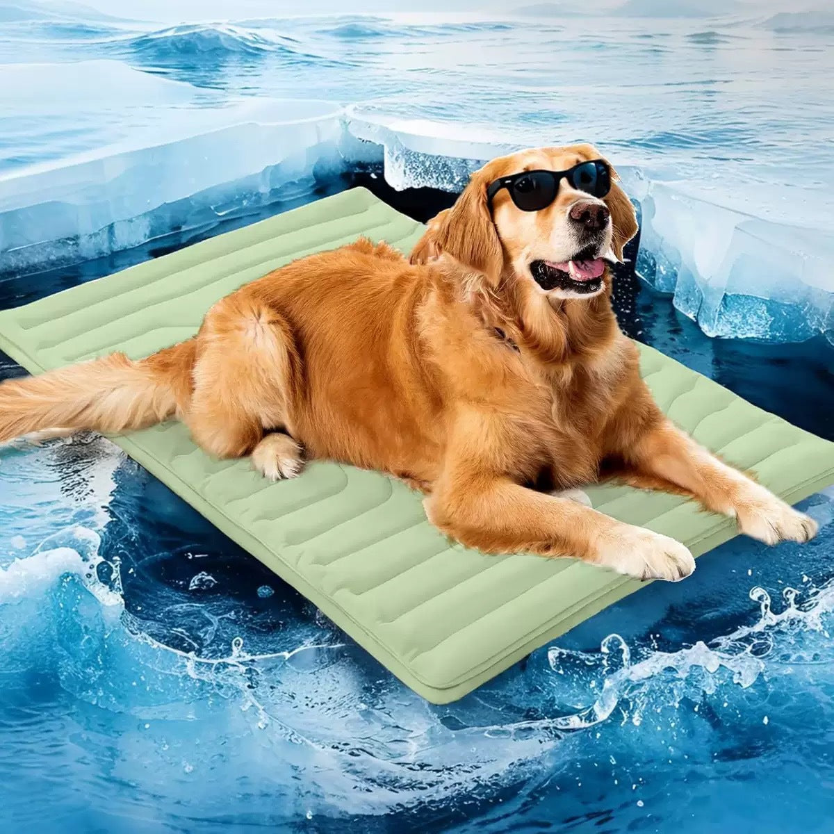 Pet Cooling Mat Self Cooling Pad for Dogs Cats Dual Sided Summer Sleeping Bed Light Green Medium (91x58cm) V888-ELOSUNG44340