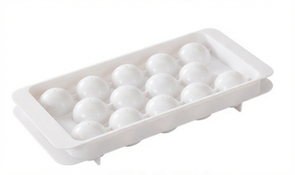 2 PCS Round Ice Cube Trays with Lids 14 Cavity Sphere Ice Ball Maker Mould Stackable Hard Plastic Easy V888-ELOSUNG44357