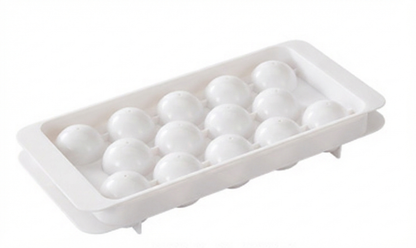 2 PCS Round Ice Cube Trays with Lids 14 Cavity Sphere Ice Ball Maker Mould Stackable Hard Plastic Easy V888-ELOSUNG44357