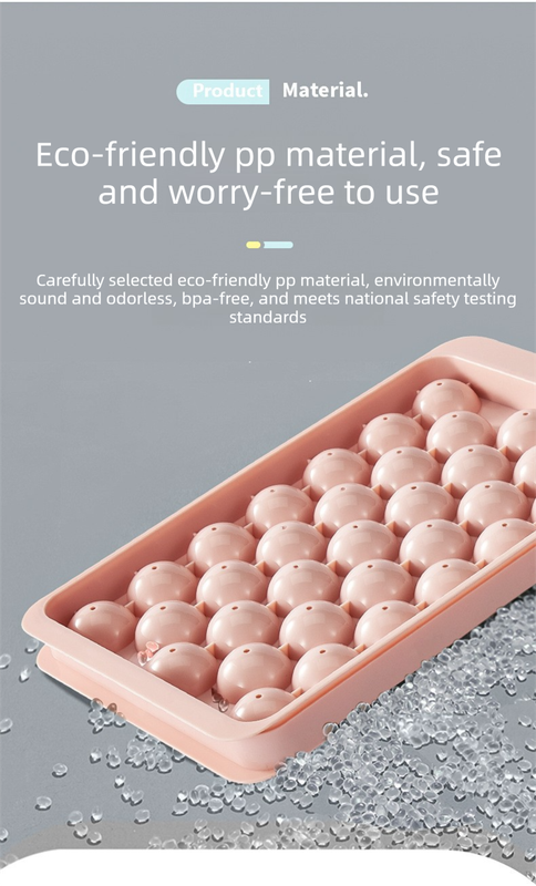2 PCS Round Ice Cube Trays with Lids 14 Cavity Sphere Ice Ball Maker Mould Stackable Hard Plastic Easy V888-ELOSUNG44357