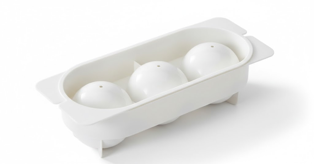 2 PCS Large Round Ice Cube Trays with Lids 3 Cavity Sphere Ice Ball Maker Mould Stackable Hard Plastic Slow V888-ELOSUNG44359