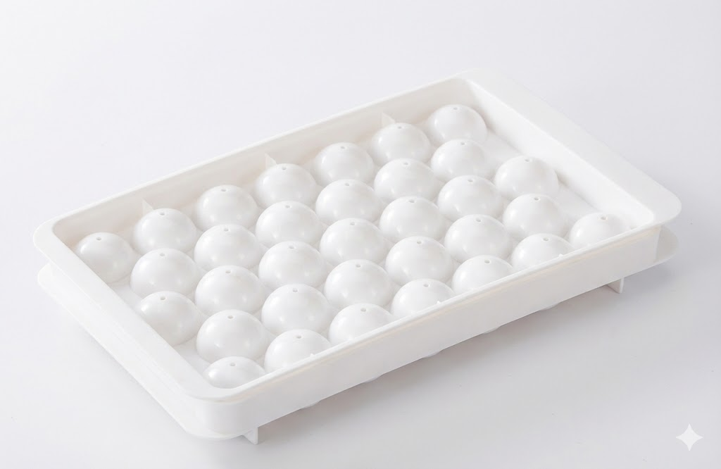 2 PCS Round Ice Cube Trays with Lids 33 Cavity Sphere Ice Ball Maker Mould Stackable Hard Plastic Easy V888-ELOSUNG44360
