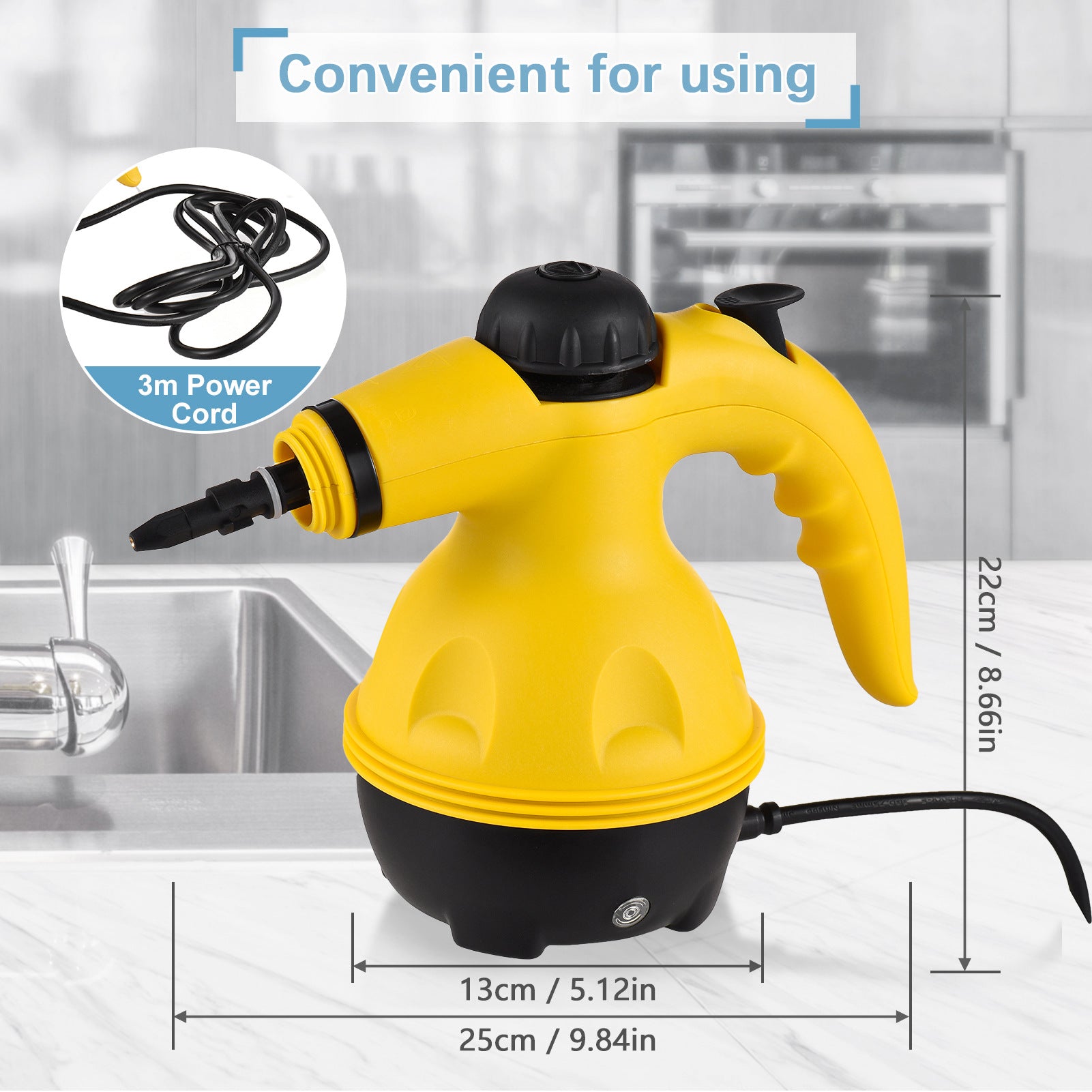 Multi-Purpose Handheld Steam Cleaner with 9 Accessories - High Pressure Chemical-Free Steamer for Kitchen, V888-ELOSUNG44361