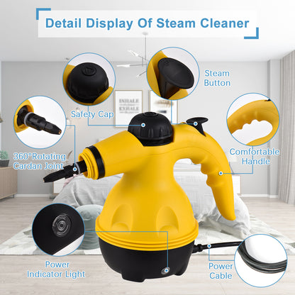 Multi-Purpose Handheld Steam Cleaner with 9 Accessories - High Pressure Chemical-Free Steamer for Kitchen, V888-ELOSUNG44361
