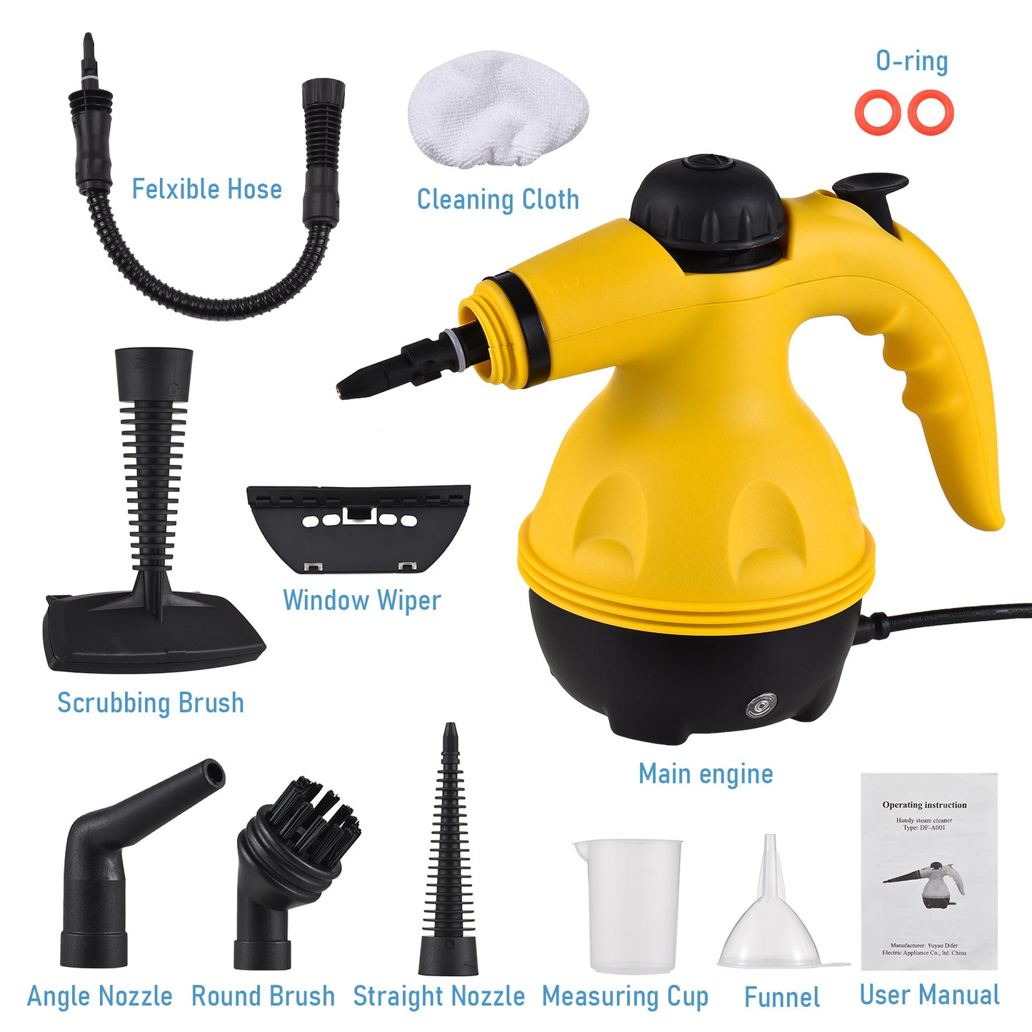 Multi-Purpose Handheld Steam Cleaner with 9 Accessories - High Pressure Chemical-Free Steamer for Kitchen, V888-ELOSUNG44361