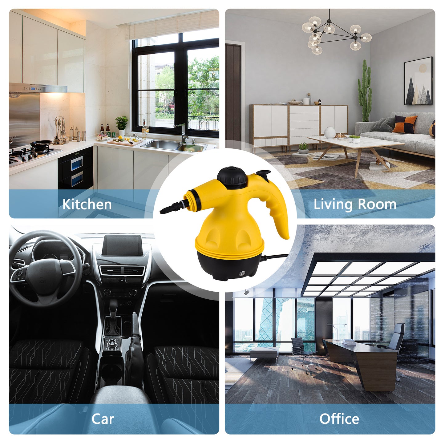 Multi-Purpose Handheld Steam Cleaner with 9 Accessories - High Pressure Chemical-Free Steamer for Kitchen, V888-ELOSUNG44361