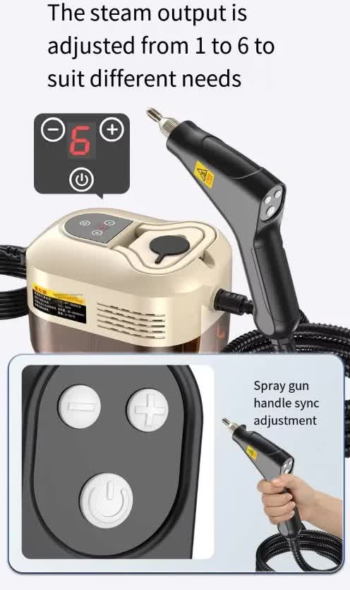 White and Black 1500W High Pressure Steam Cleaner with Digital Display (3.5 BAR) - 1.2L Heavy Duty Steamer V888-ELOSUNG44362